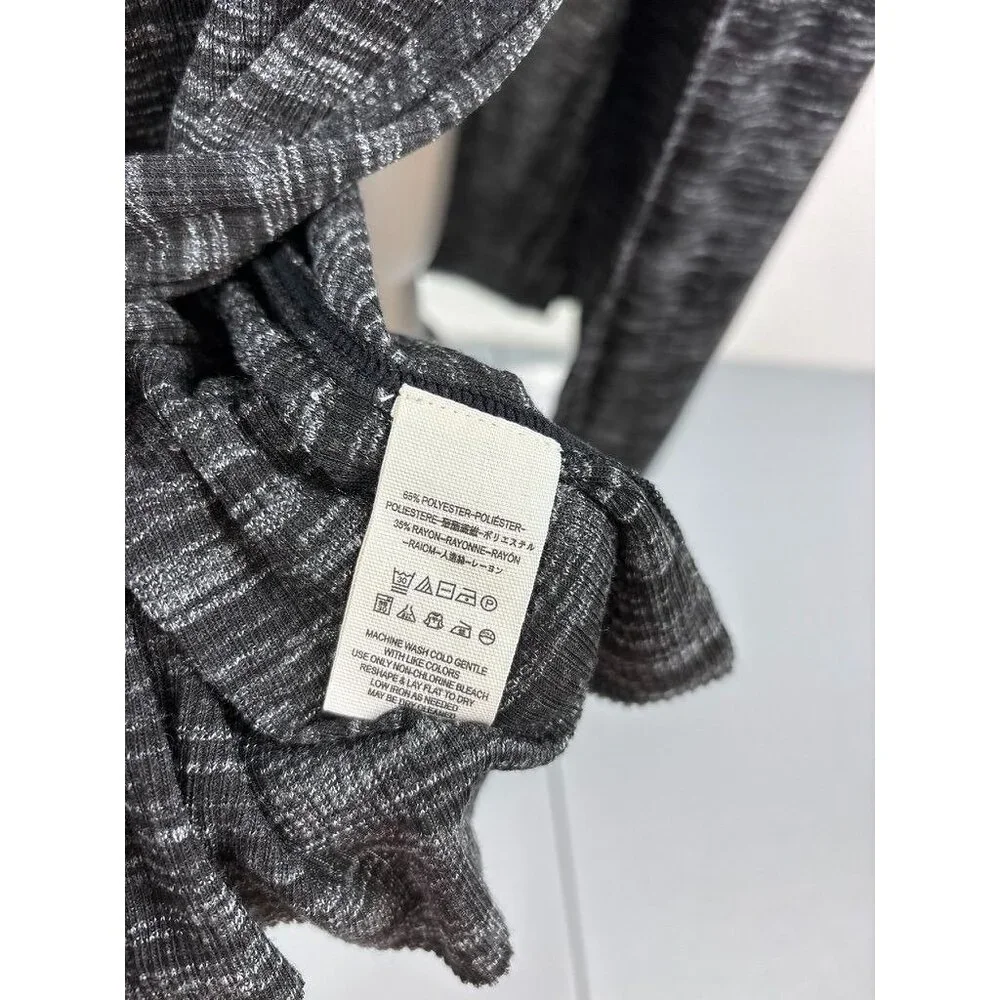 Free People women's large black‎ grey mock neck stonecold ribbed tunic top NWT